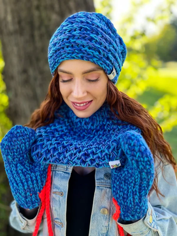 Mały komin MERINO 66% "Niebieskości"