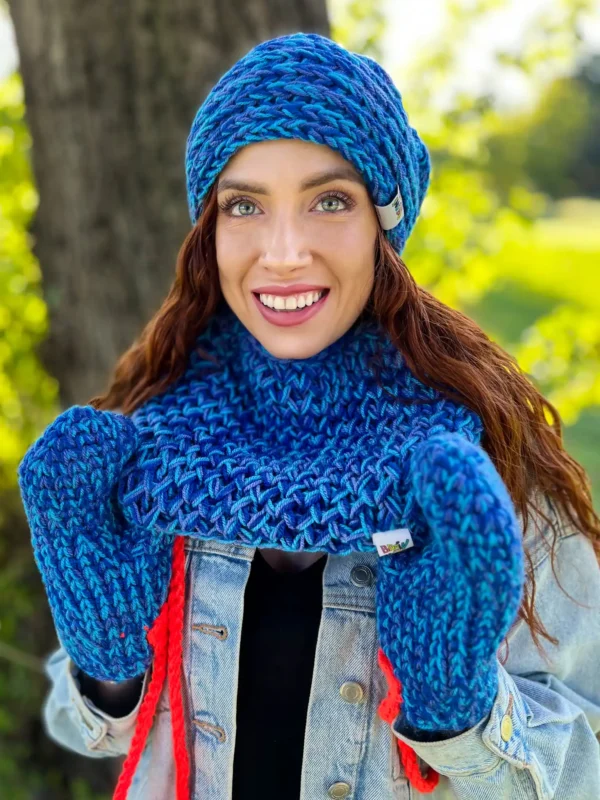 Mały komin MERINO 66% "Niebieskości"