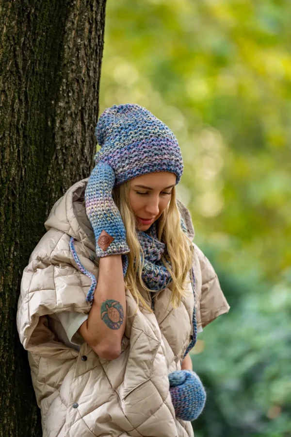 Czapka MERINO Neverland "Pastele" + podszewka BAWEŁNA