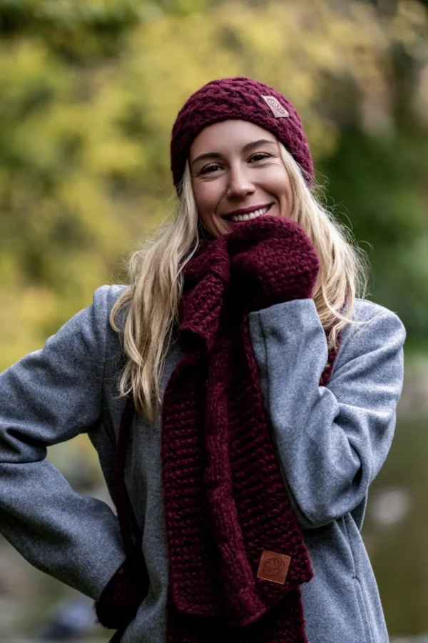 Czapka MERINO Hope "Bordo" + podszewka JEDWAB