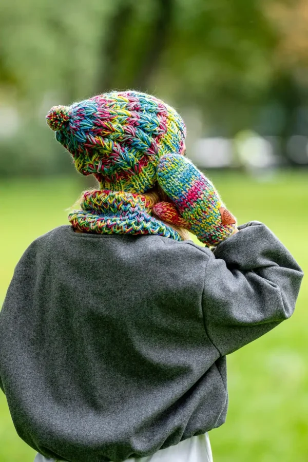Czapka MERINO Smile "Cukierki" + podszewka BAWEŁNA