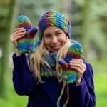 Rękawiczki MERINO 50% "Tęcza Błękit"