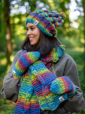 Czapka MERINO 50% ,,Tęcza błękit" SMILE Czapka MERINO 50% ,,Tęcza błękit" SMILE