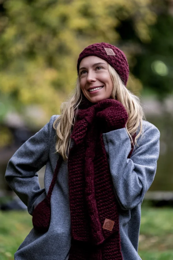 Czapka MERINO Hope "Bordo" + podszewka JEDWAB