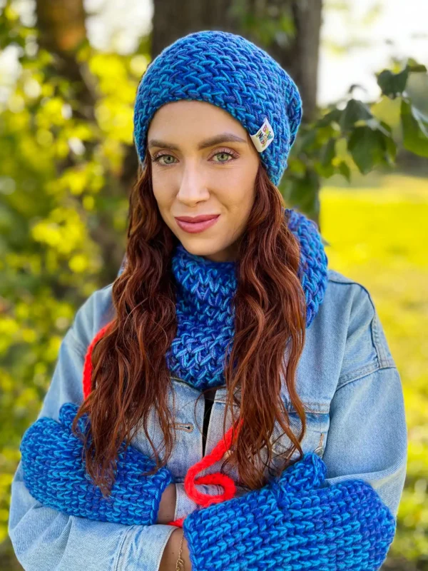 Mały komin MERINO 66% "Niebieskości"