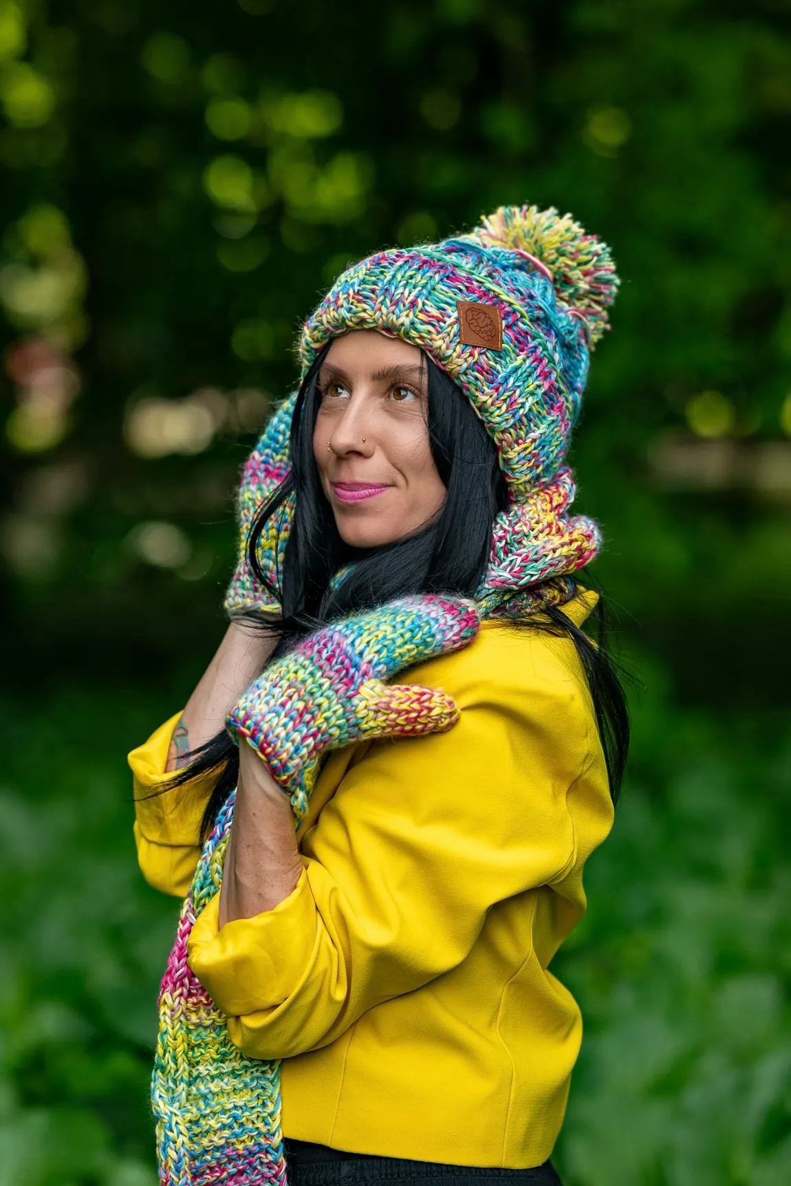Rękawiczki MERINO 100% "Cukierki" 36 rękawiczki i czapka merino