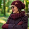 Czapka MERINO Neverland "Bordo" + podszewka JEDWAB