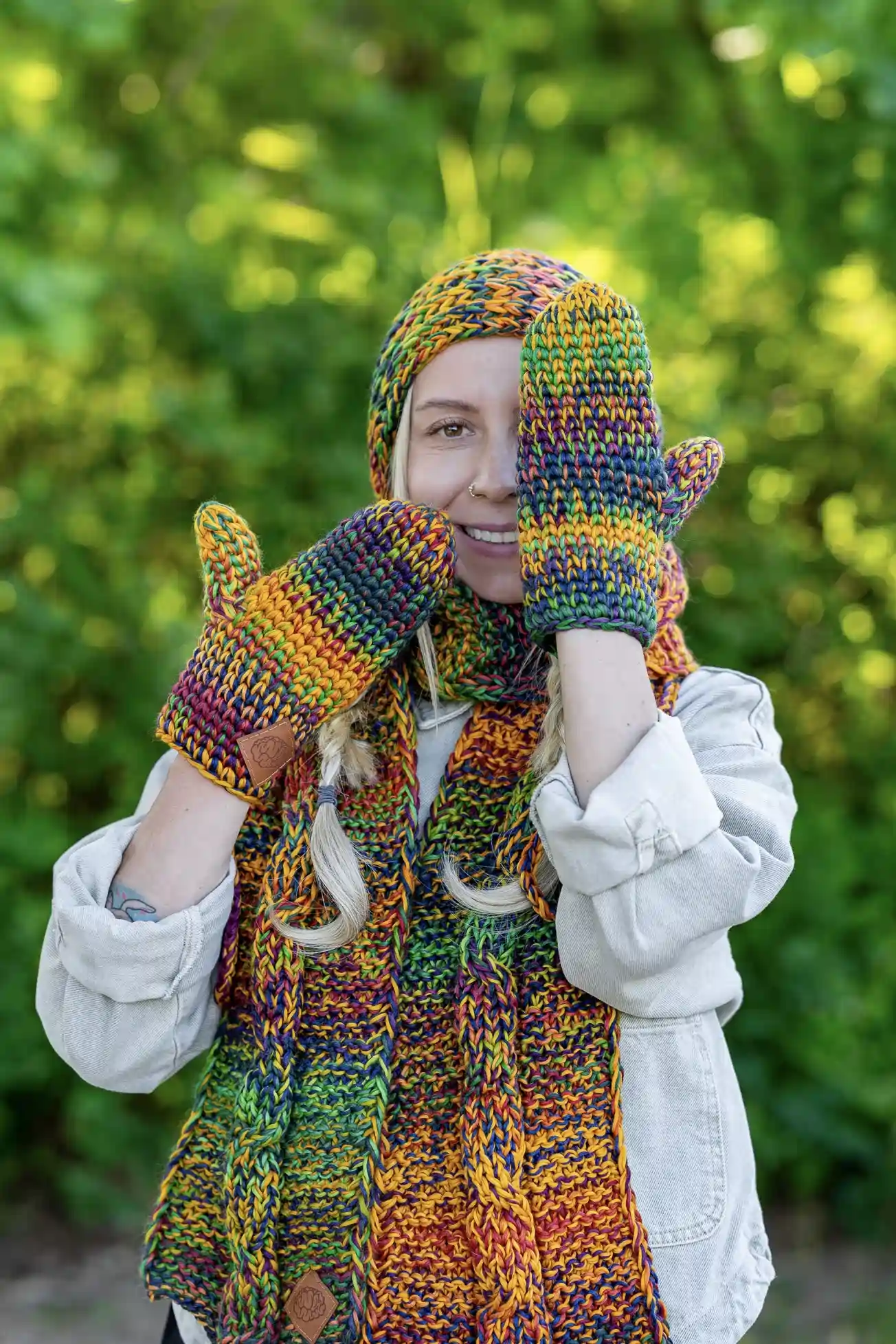 Rękawiczki MERINO 100% "Kolory" 51 rękodzielnicze rękawiczki zimowe