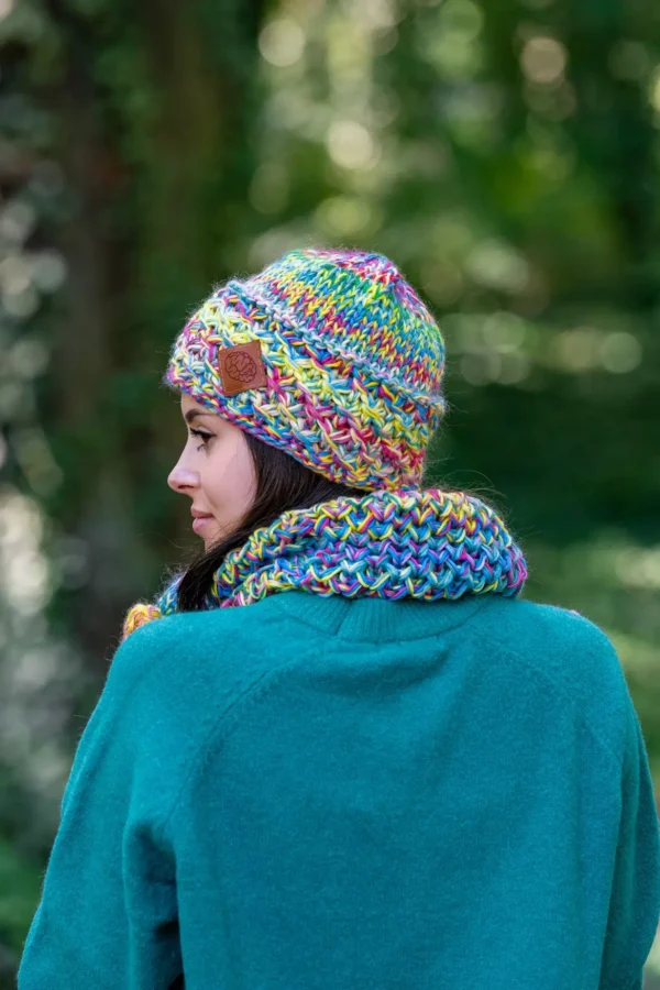 Czapka MERINO Hope "Cukierki" + podszewka BAWEŁNA