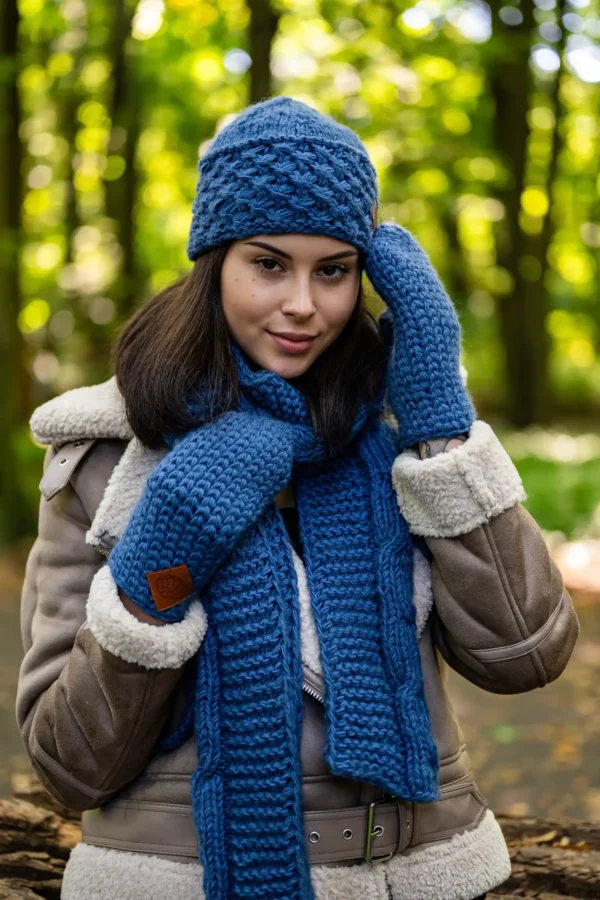 Szal MERINO "Ciemny niebieski"