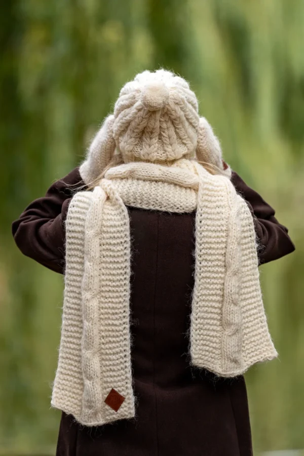 Czapka MERINO Smile “Beżowy ecru” + podszewka JEDWAB