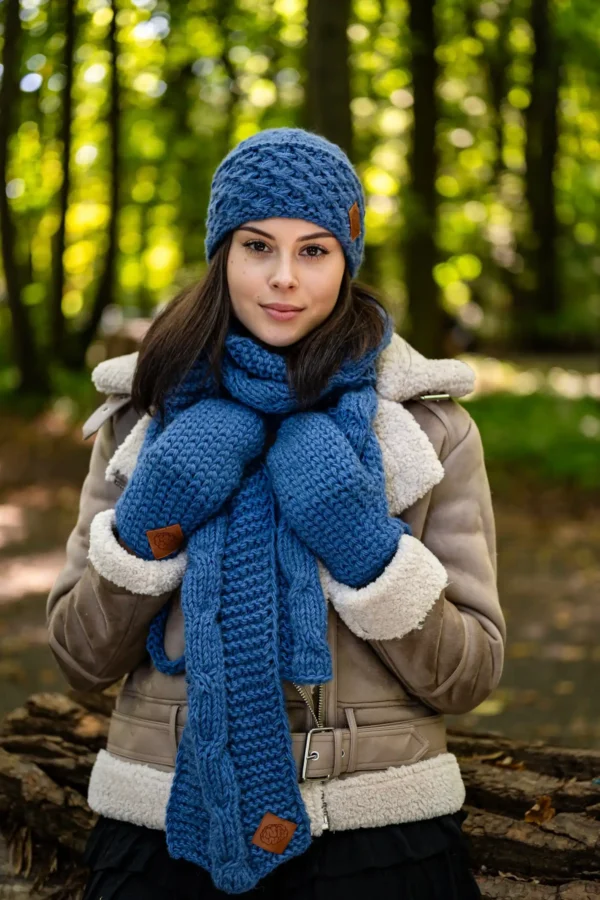 Szal MERINO "Ciemny niebieski"