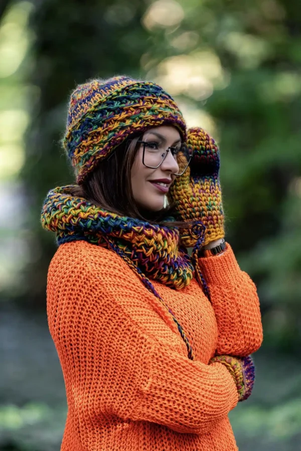 Czapka MERINO Hope  "Kolory" + podszewka BAWEŁNA