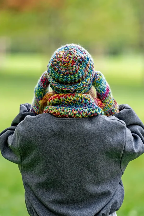 Czapka MERINO Neverland "Cukierki" + podszewka BAWEŁNA