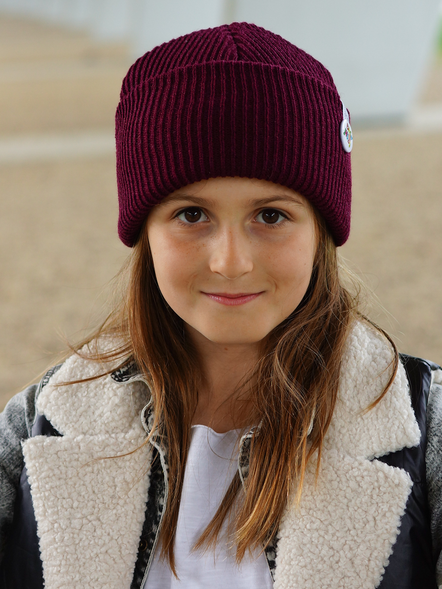 Czapka beanie dla dziecka logo kolorowe "Bordo" 19 Czapka beanie dla dzieci bordowa