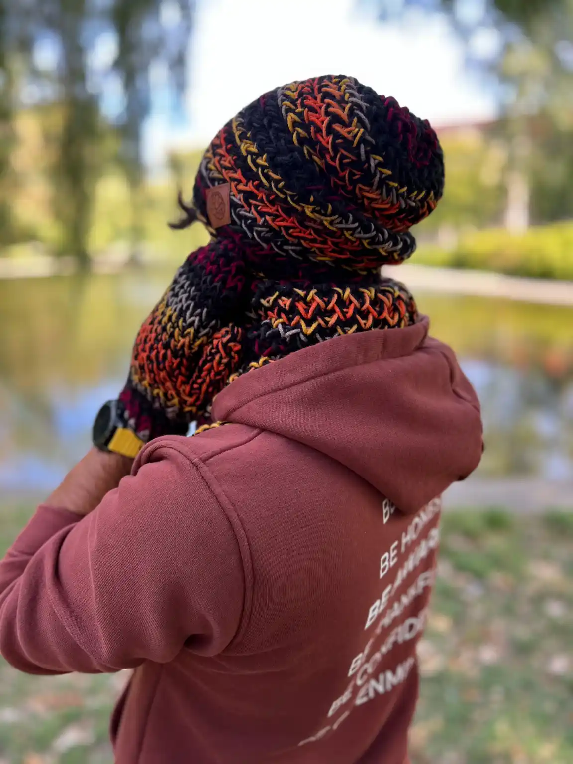 Męska czapka MERINO 50% ,,Ciemna jesień" EXPLORER 232 Czapka zimowa meska bez ocieplenia