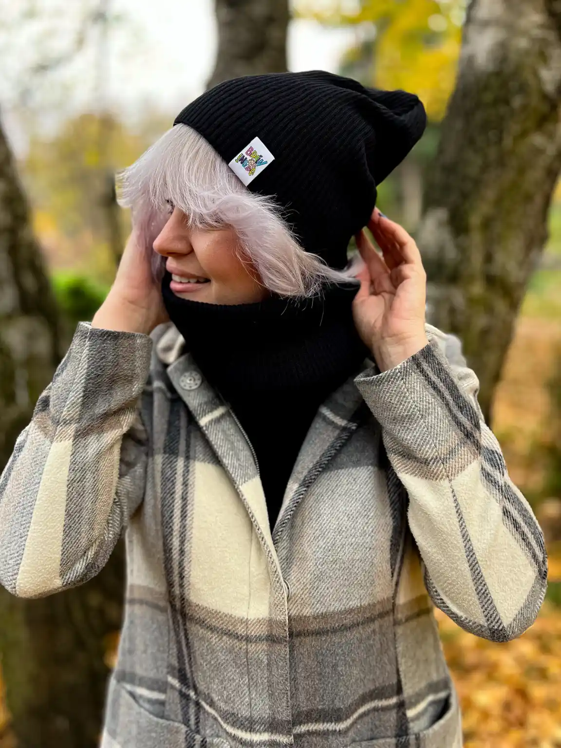 Bawełniany mały komin "Czarny” 19 Damski komin all season