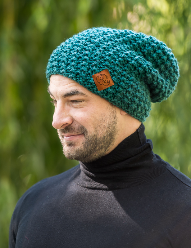 Męska czapka zimowa slouchy NEVERLAND "Leśny zielony" 96 Czapka zimowa slouchy leśny zielony