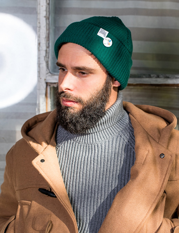 Męska czapka slouchy logo kolorowe "Zielony" 28 GLOWNE butelkowa zielen beanie brain inside