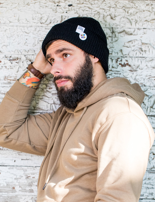 Męska czapka slouchy logo kolorowe "Czarny" 51 GLOWNE czarna beanie jesienna rybacka brain inside