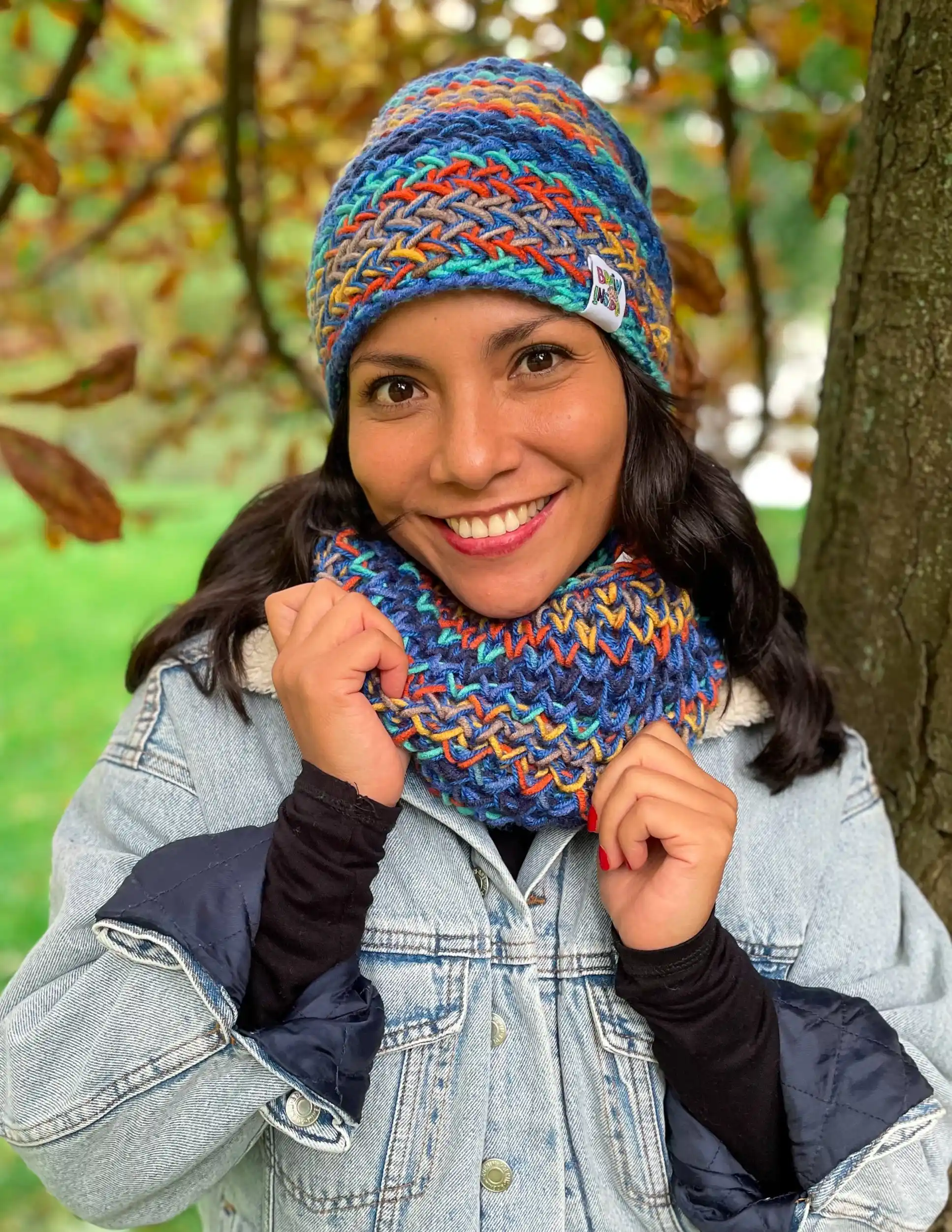 Mały komin MERINO 50% "Górski potok" 143 GŁÓWNE zimowy szalik handmade