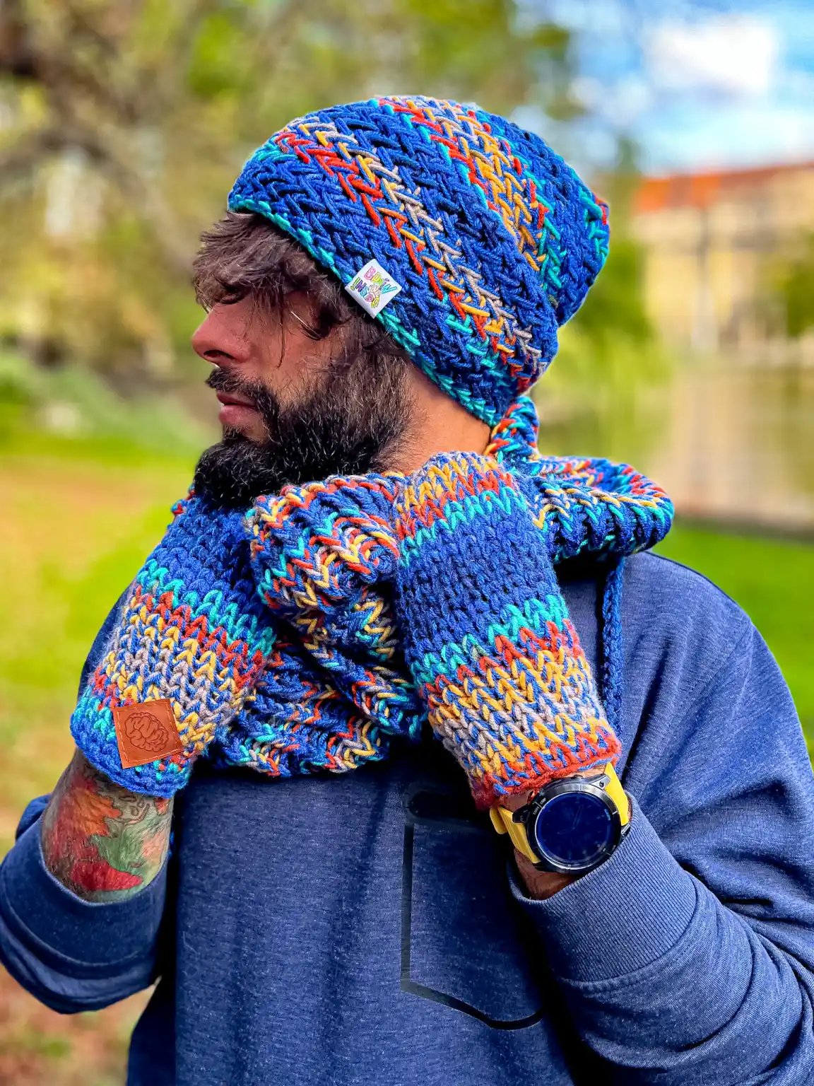 Męska czapka MERINO 50% "Górski potok" EXPLORER 185 męska_kolorowa_czapka
