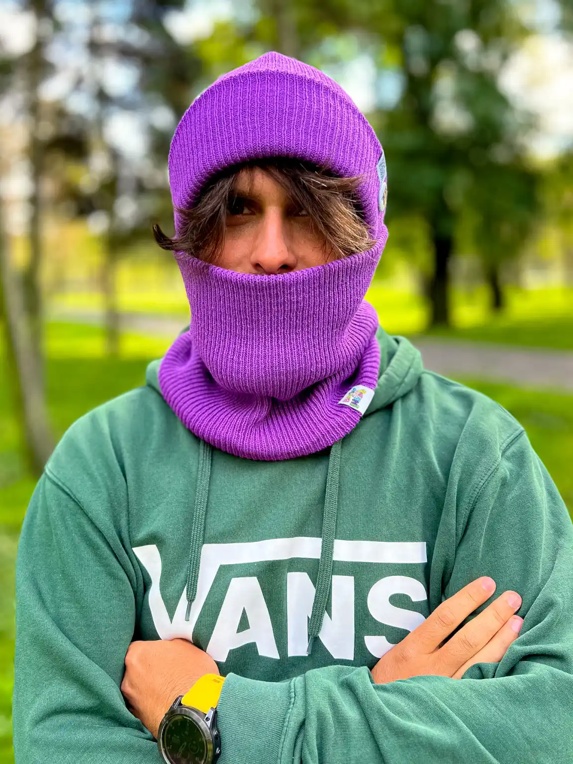 Męska czapka beanie logo kolor "Fiolet" 111 Lekki_męski_buff