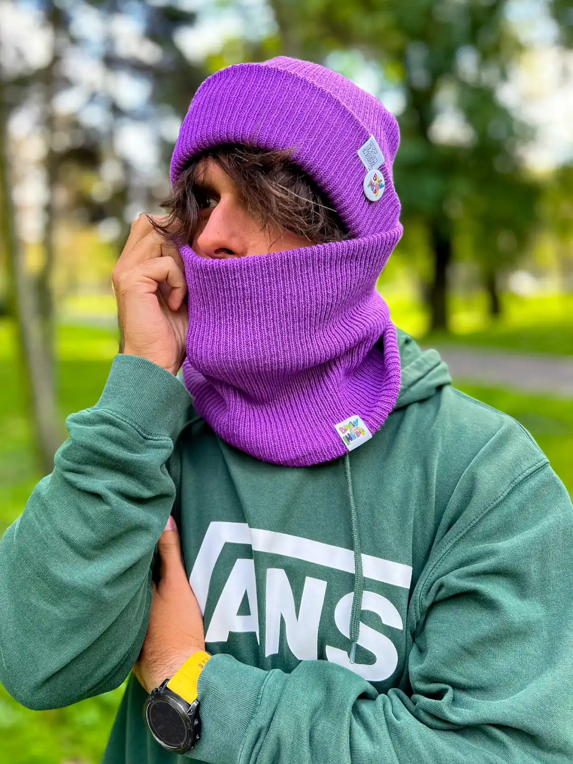 Męska czapka beanie logo kolor "Fiolet" 110 Modny_męski_buff