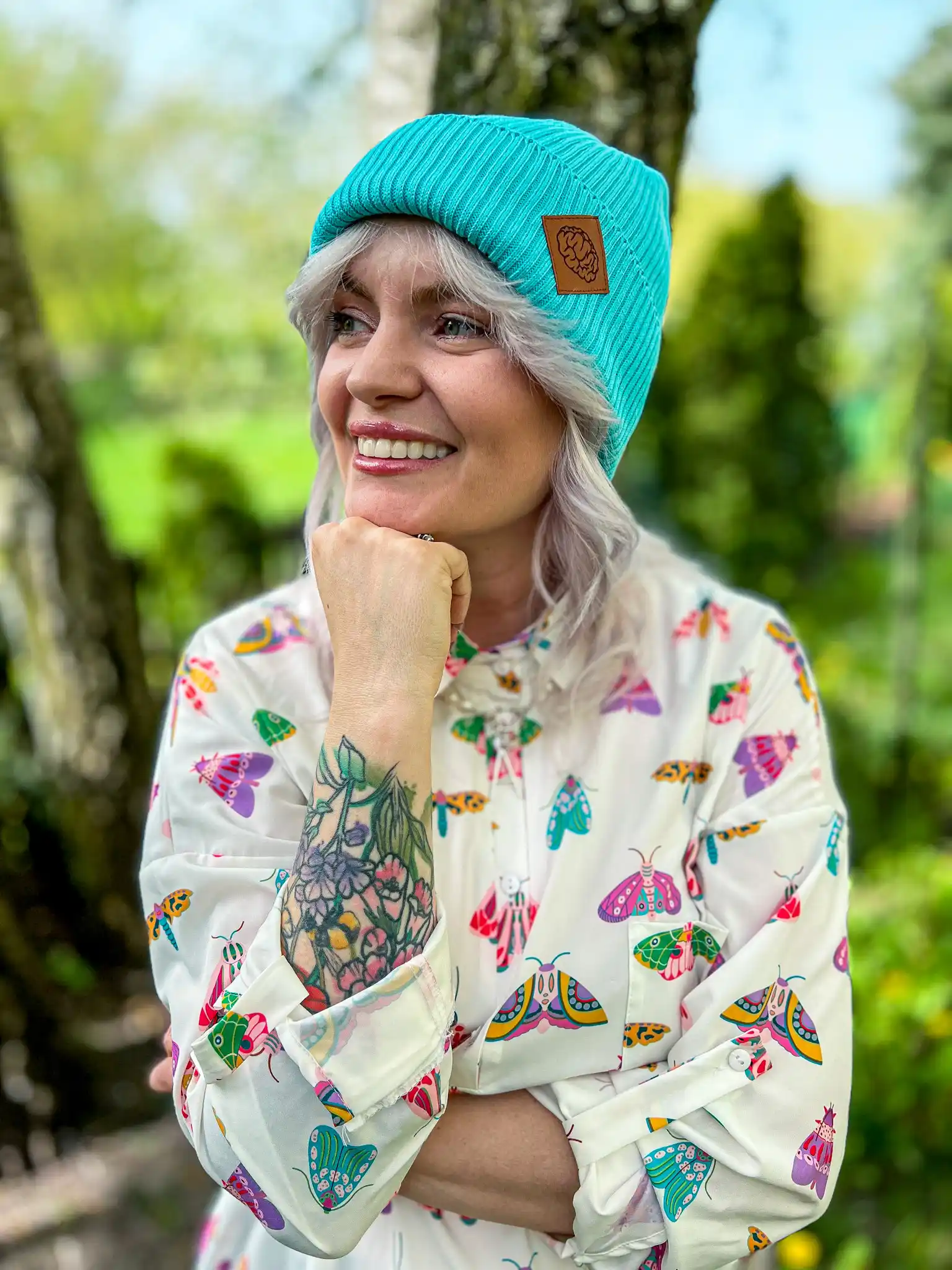 Bawełniana czapka beanie logo ekoskórka "Turkus" 10 Polska bawelniana czapka w turkusowym kolorze ktora pasuje do wszystkiego