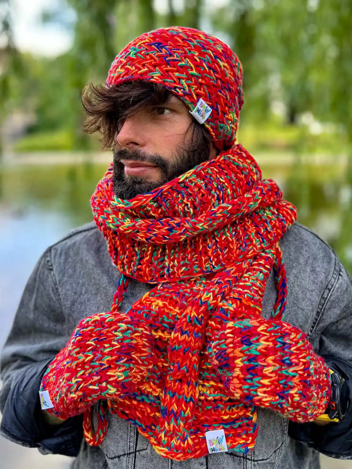 Męska czapka MERINO 50% EXPLORER ,,Czerwienie" 179 Prosta meska czapka handmade 1