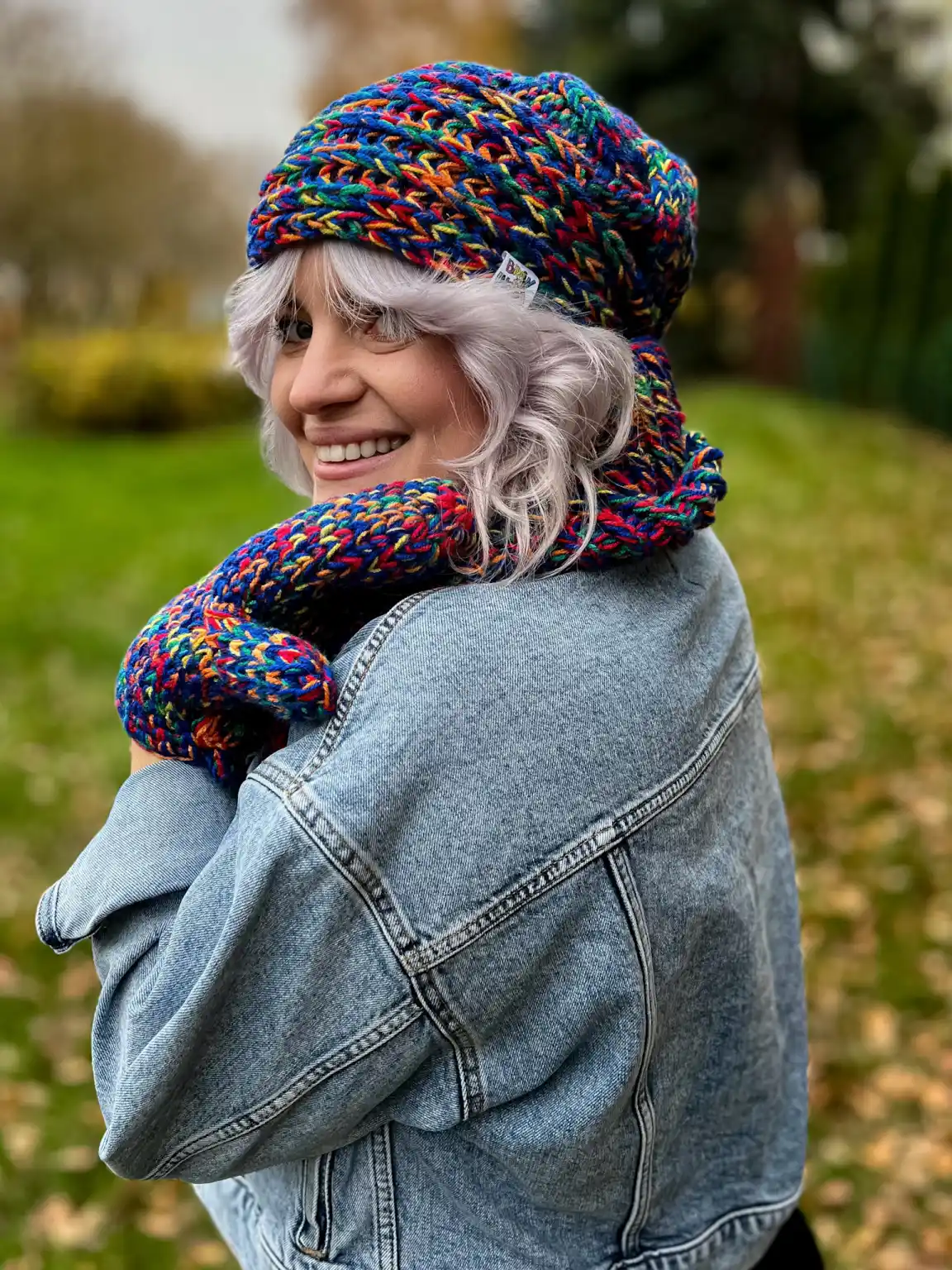 Rękawiczki MERINO 34% ,,Czarne kolorki" 135 Ręcznie_robiona_czapka_damska_bez_pompona