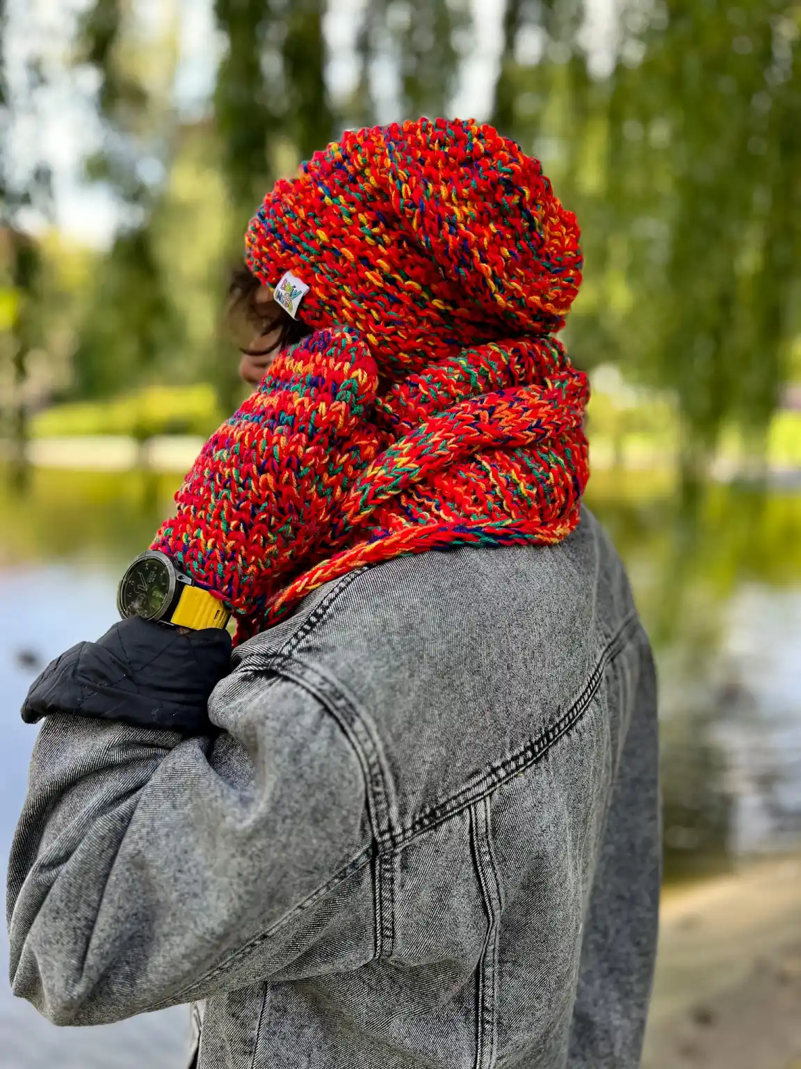 Rękawiczki handmade ze sznureczkiem ,,Czarne kolorki" 133 Ręcznie_robiona_męska_czapka_z_podszewką