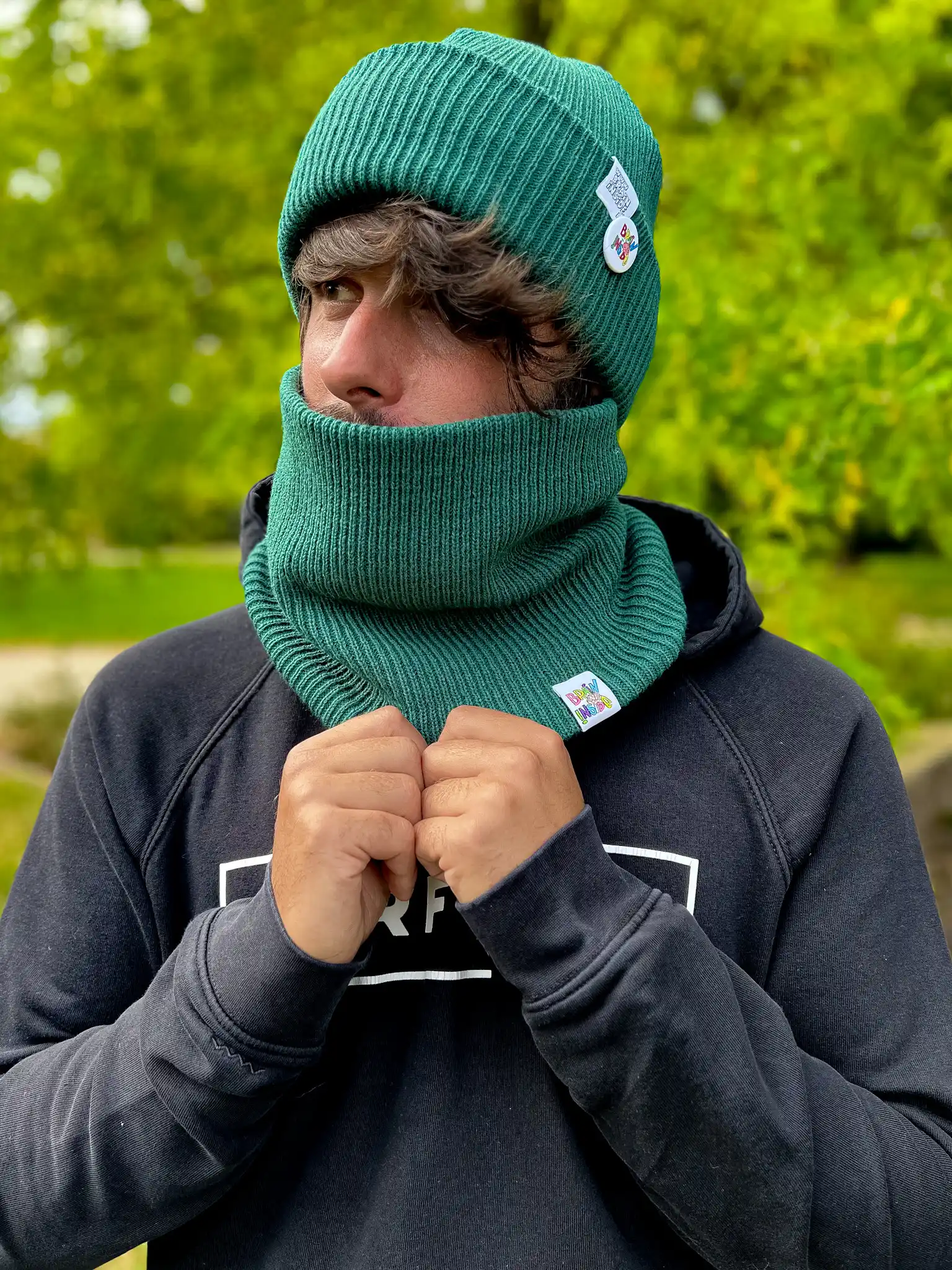 Męski komin zimowy "Zielony" 107 Stylowy komin zimowy męski