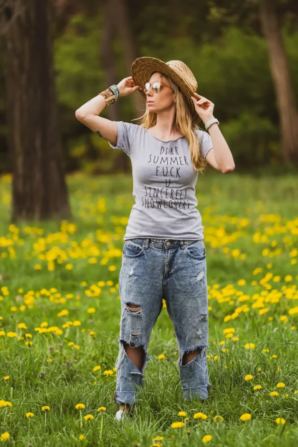 Szara Bawełniana Koszulka Dear Summer 140 Szara Luzna Bawelniana Koszulka