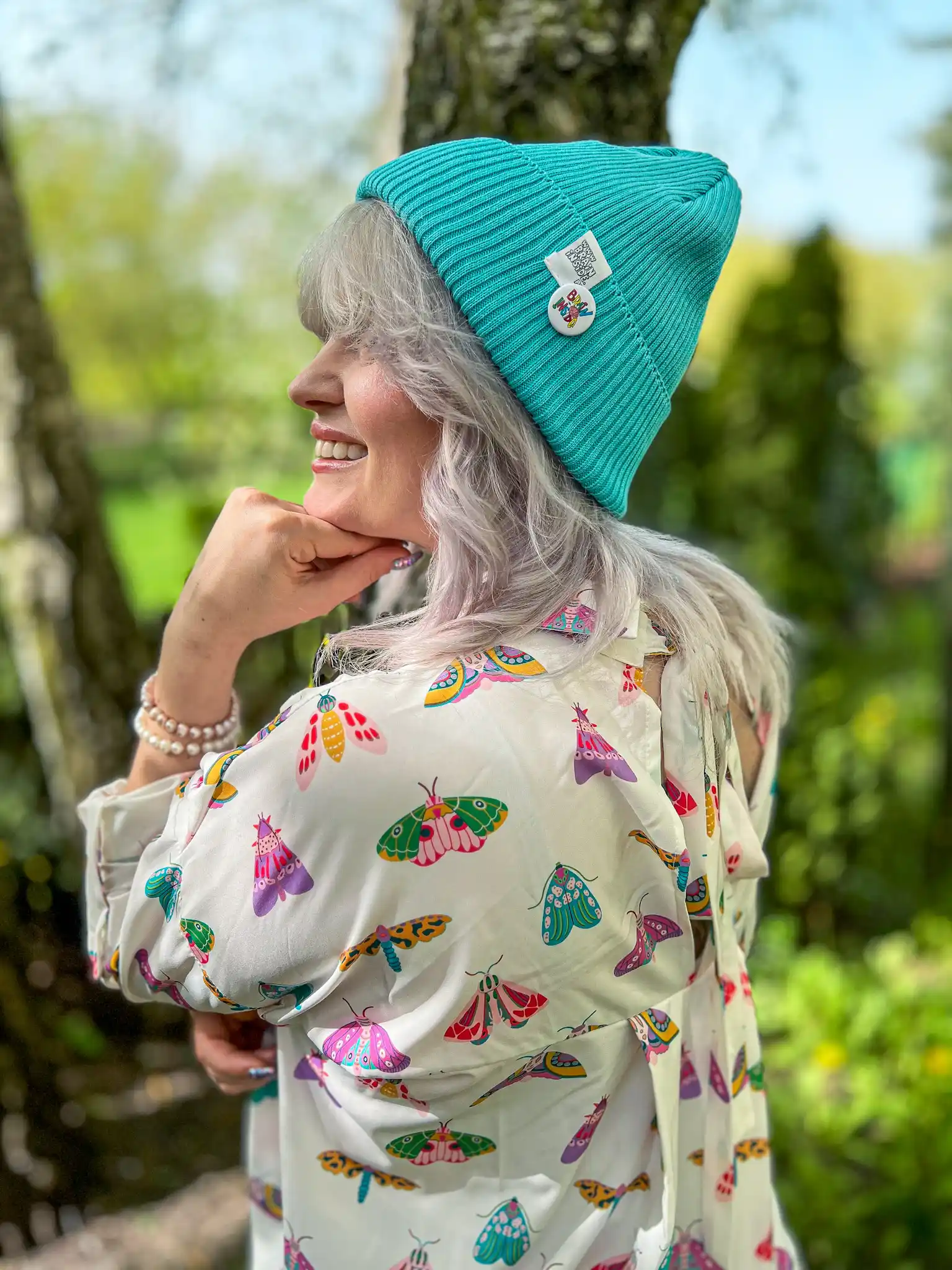Czapka beanie z bawełny logo kolorowe "Turkus" 13 Turkusowa bawelniana klasyka polskiej produkcji dla kazdego