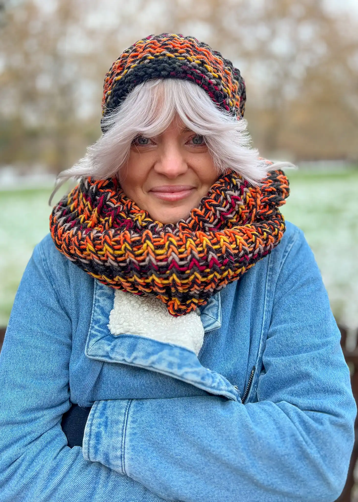 Komin MERINO 50% "Ciemna jesień" 123 bardzo-ciepła-czapka-handmade