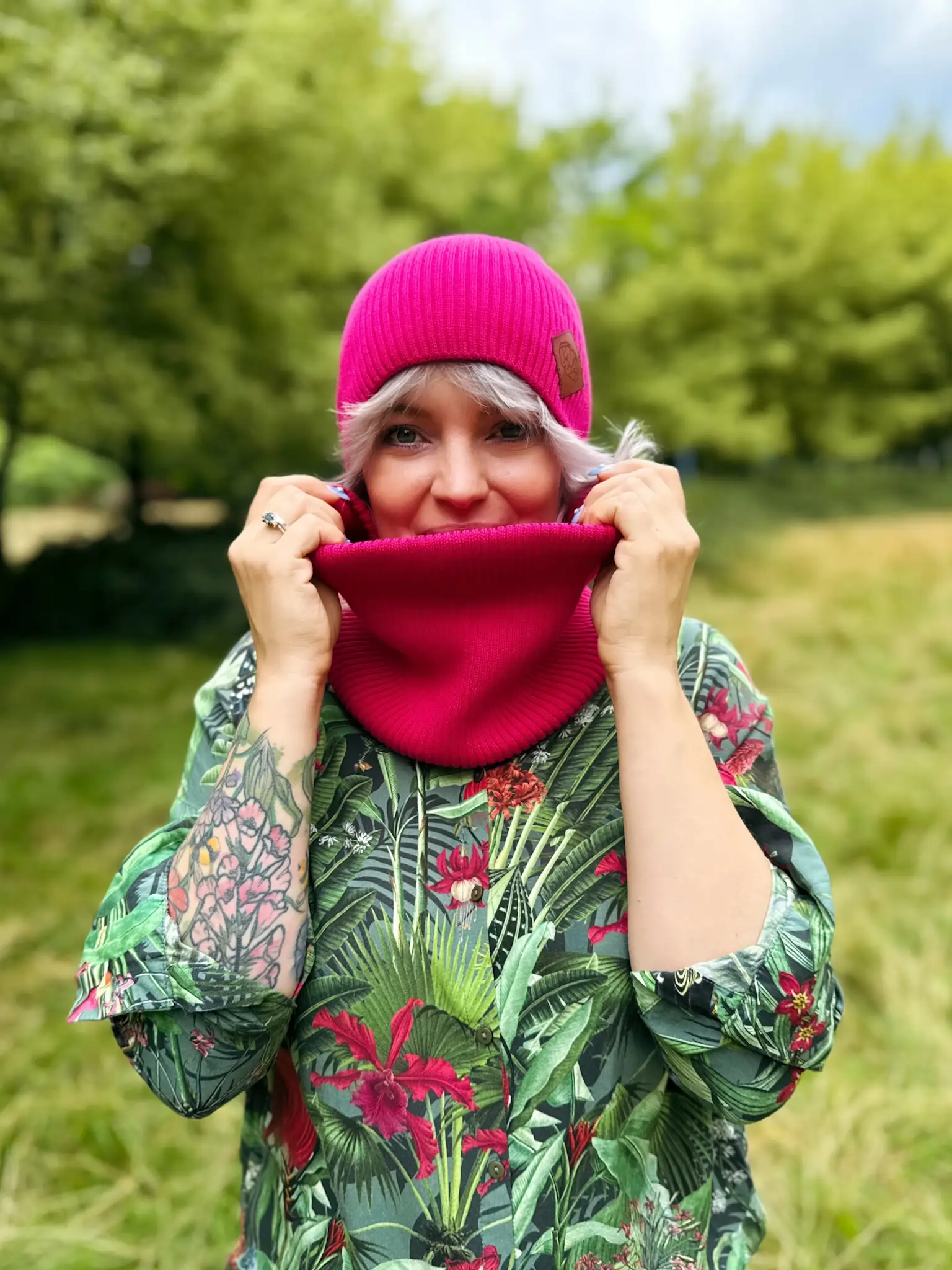 Bawełniany komin "Malina" 32 bawelniana czapka malina