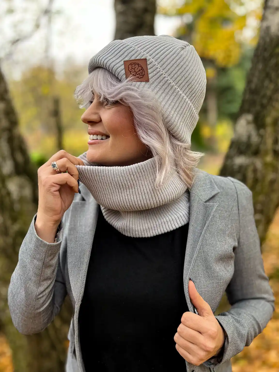 Bawełniana bandana zimowa "Jasny szary” 12 bawelniany budd na wiosne