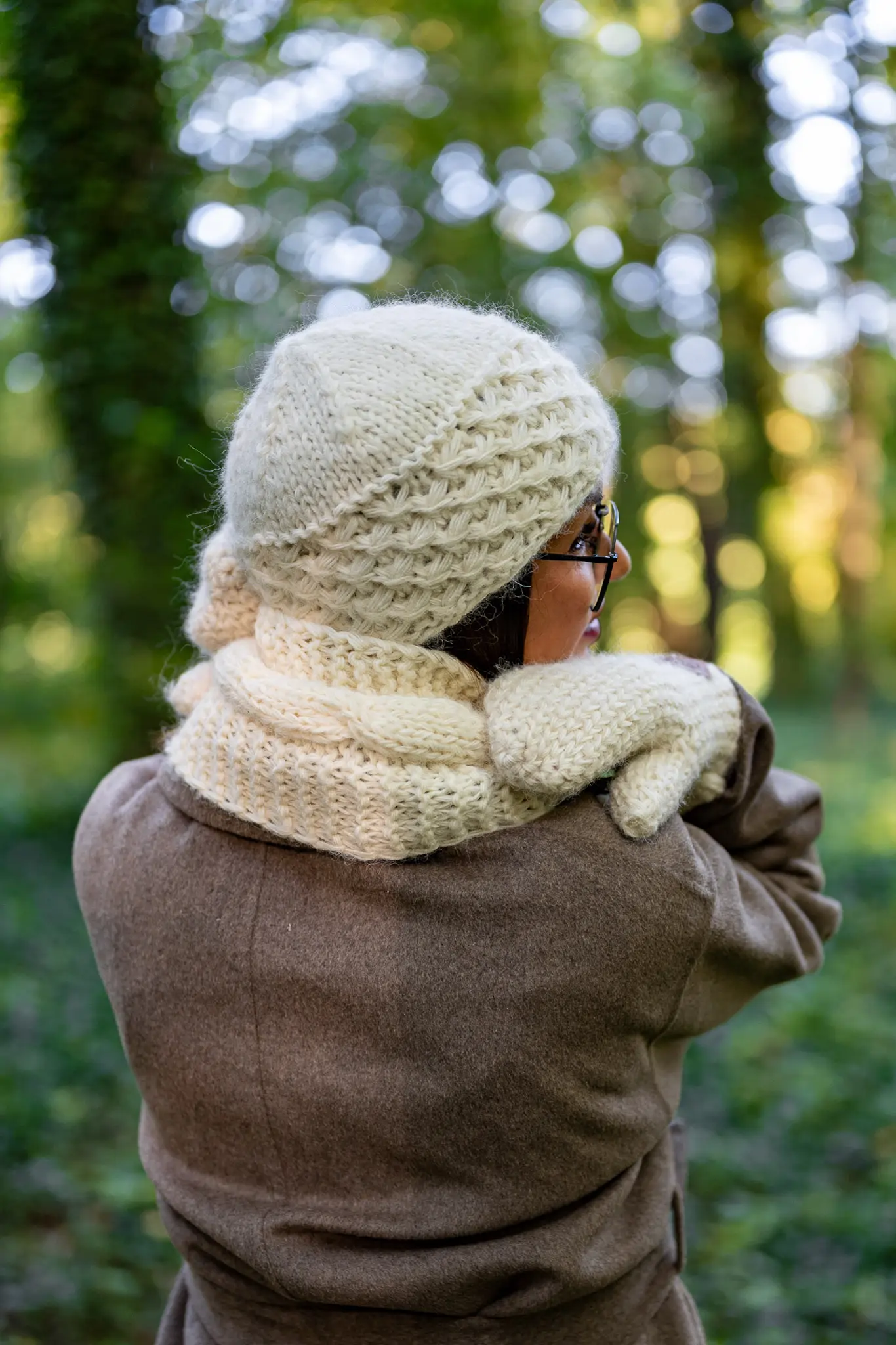Czapka MERINO Hope "Beżowy ecru" + podszewka JEDWAB 160 beanie bezowa merino