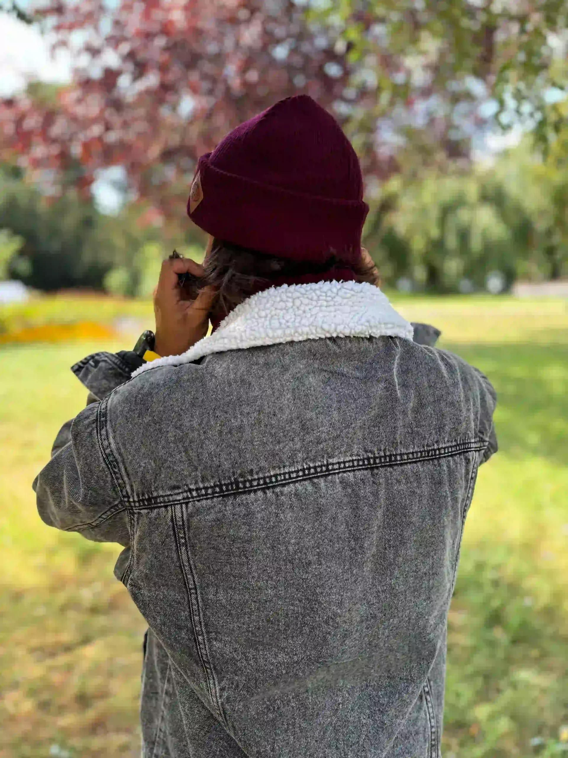Męska czapka beanie logo ekoskórka "Bordo" 50 beanie zimowa męska