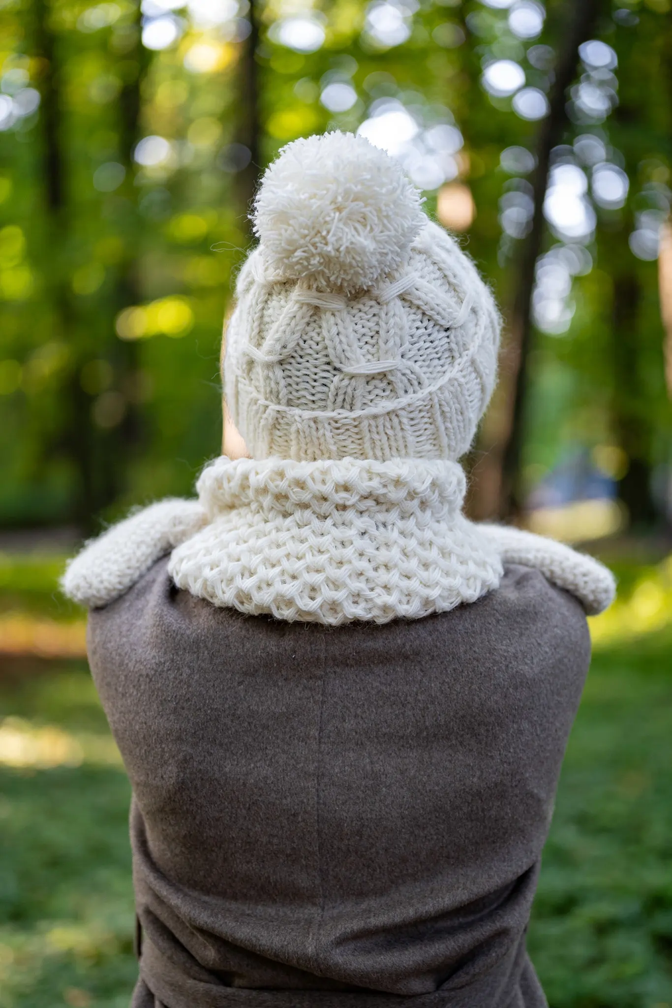 Mały komin MERINO "Beżowy ecru" 178 beżowa czapka merino