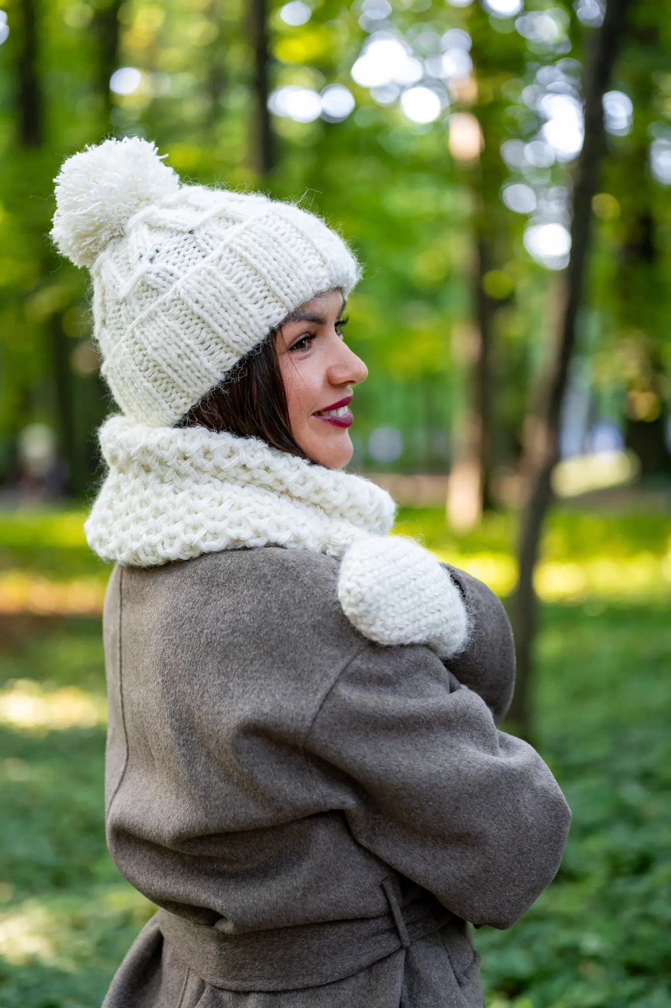 Czapka MERINO Euforia "Beżowy ecru" 189 biala czapka merino 1