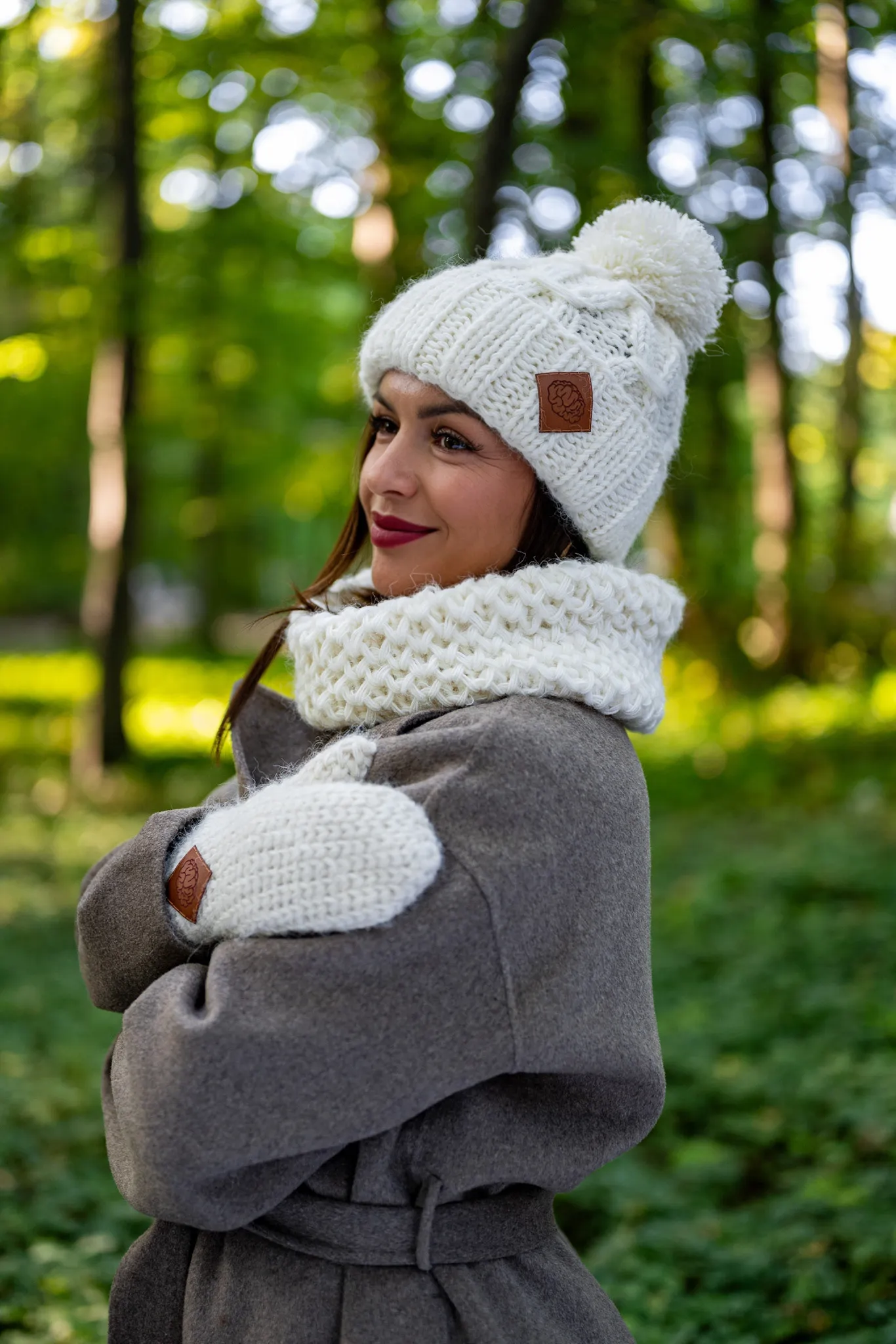 Czapka MERINO Euforia "Beżowy ecru" 188 biala zimowa czapka merino