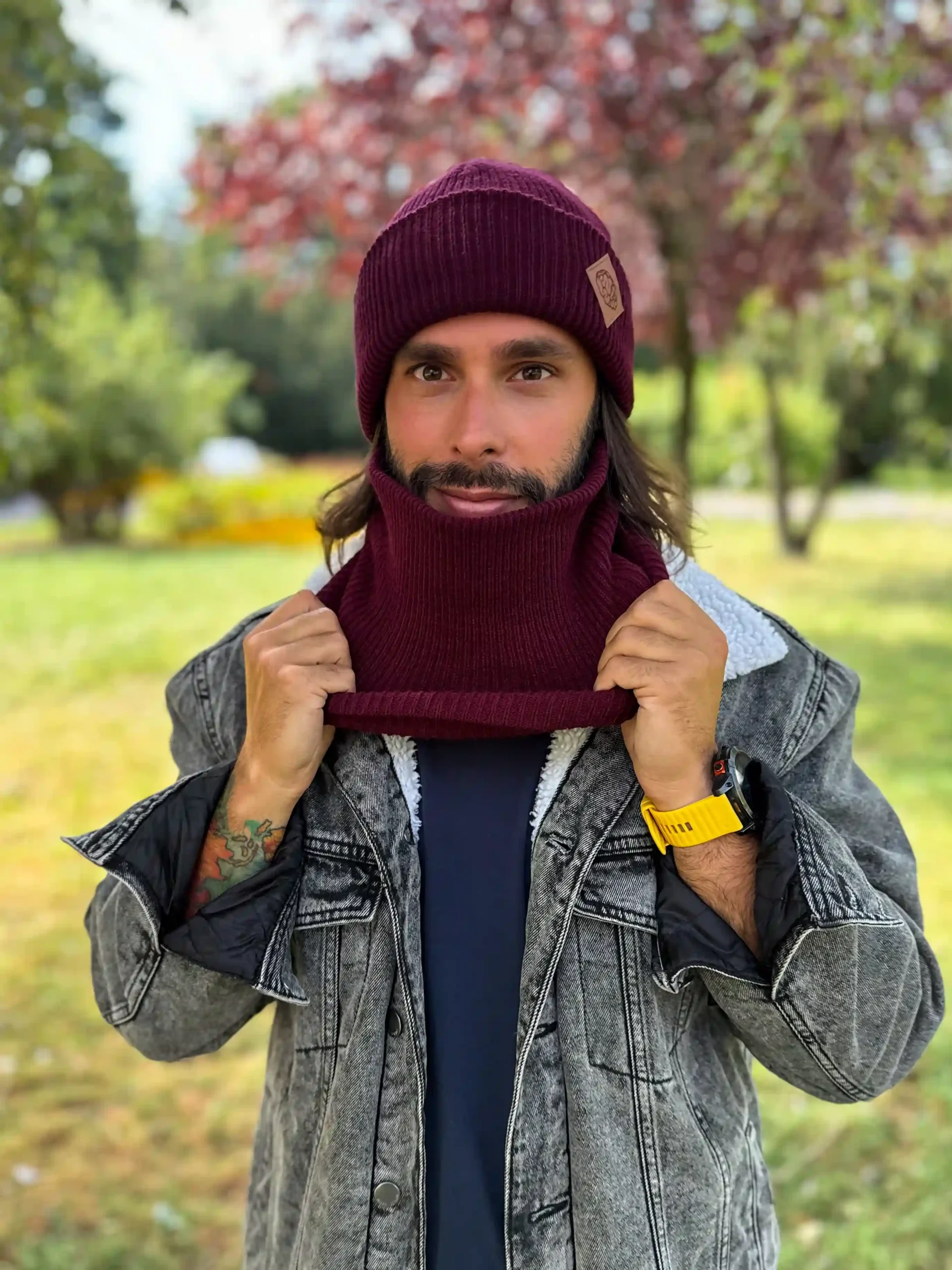 Męska czapka beanie logo ekoskórka "Bordo" 45 boardowa beanie meska scaled 1