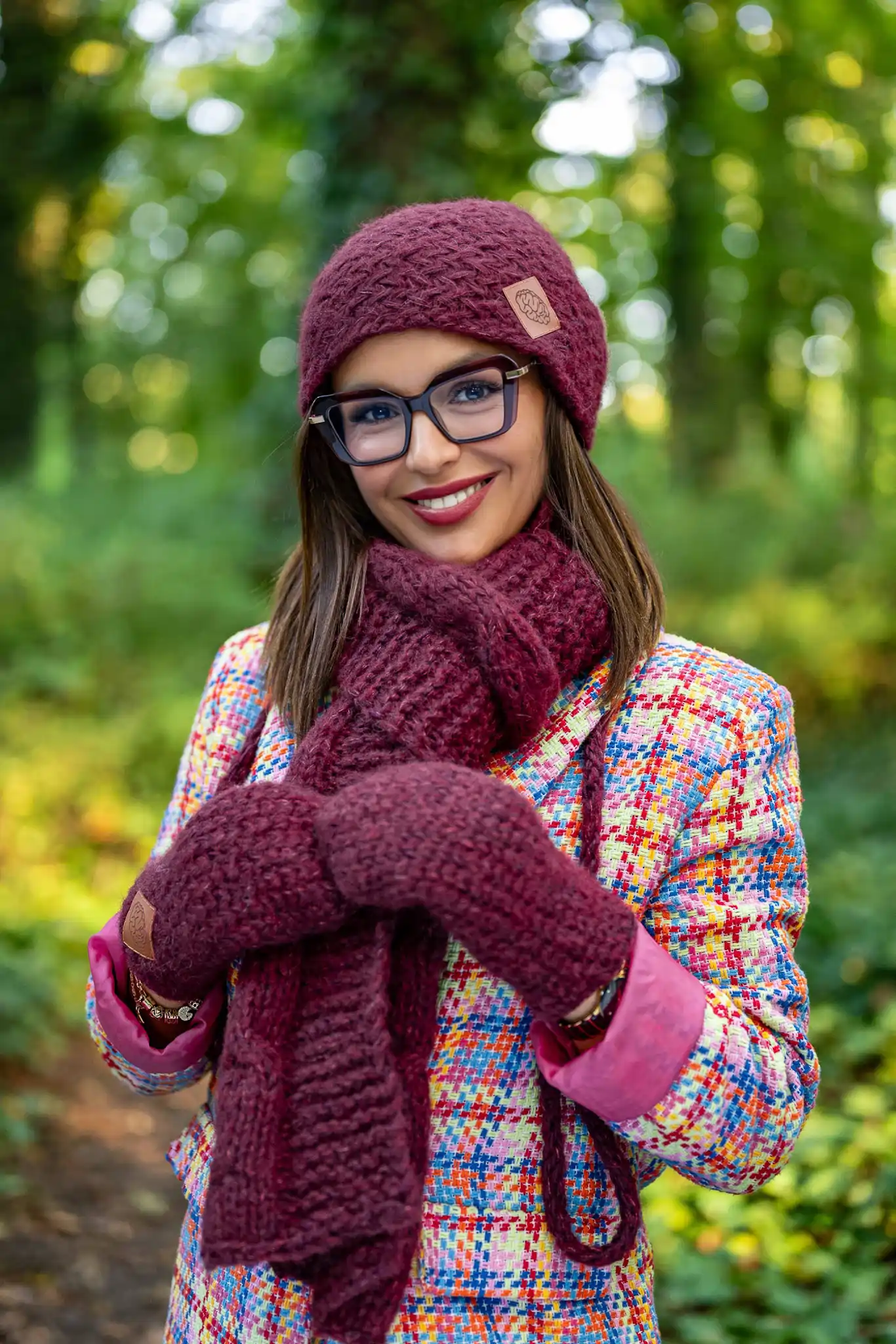 Rękawiczki MERINO "Bordo" 194 bordowe rekawiczki merino