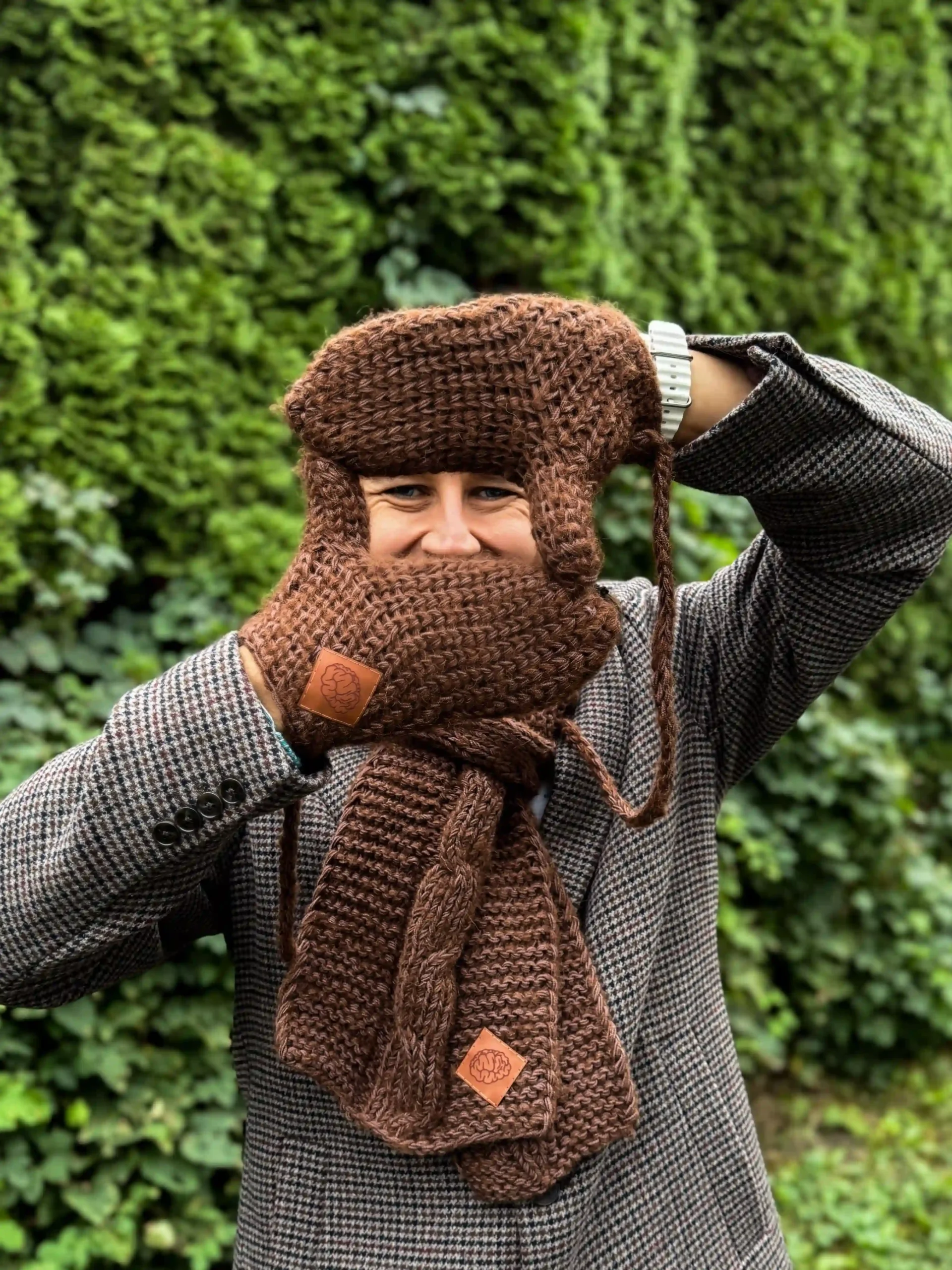Męskie rękawiczki MERINO "Brąz" 71 brązowe męskie rękawiczki merino