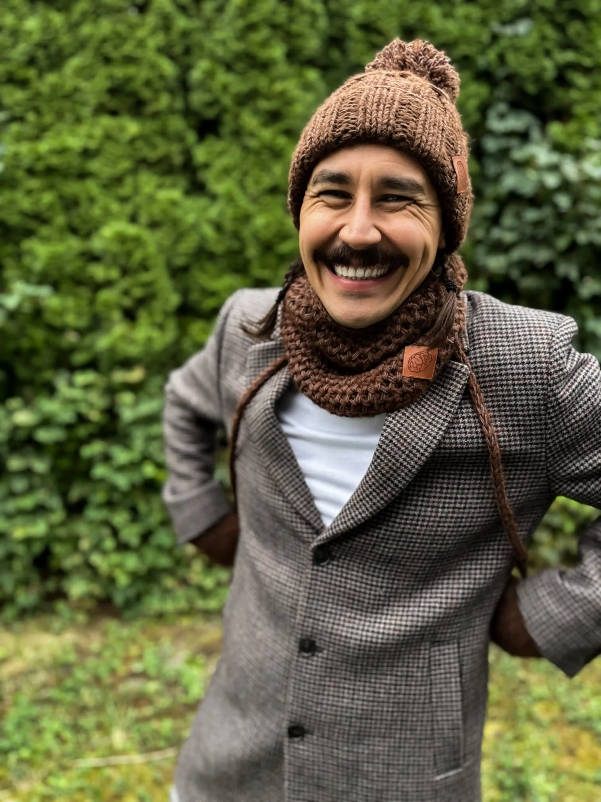 Męski mały komin MERINO "Brąz" 94 brązowy męski szalik merino