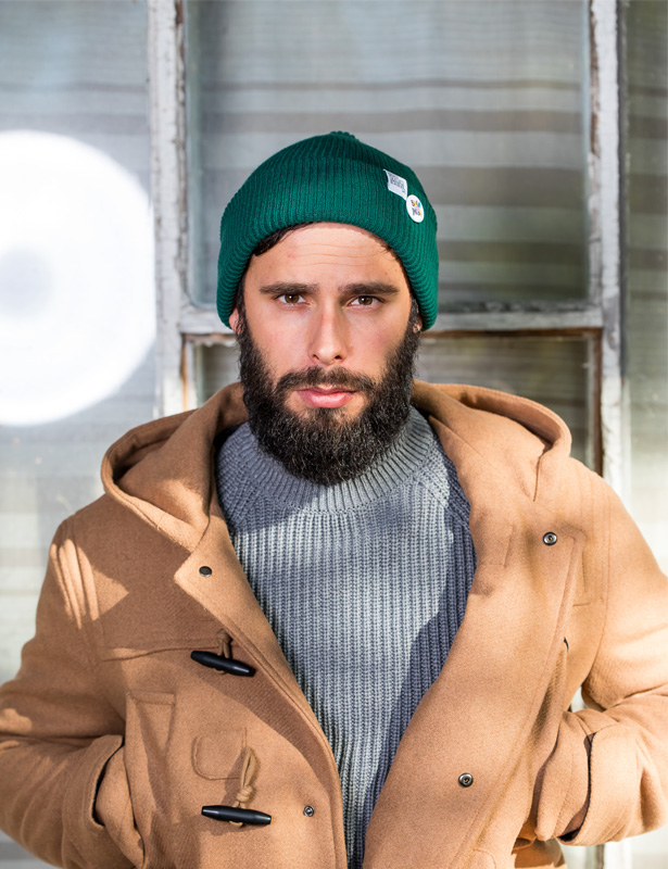 Męska czapka slouchy logo kolorowe "Zielony" 29 butelkowa zieleń beanie brain inside męska