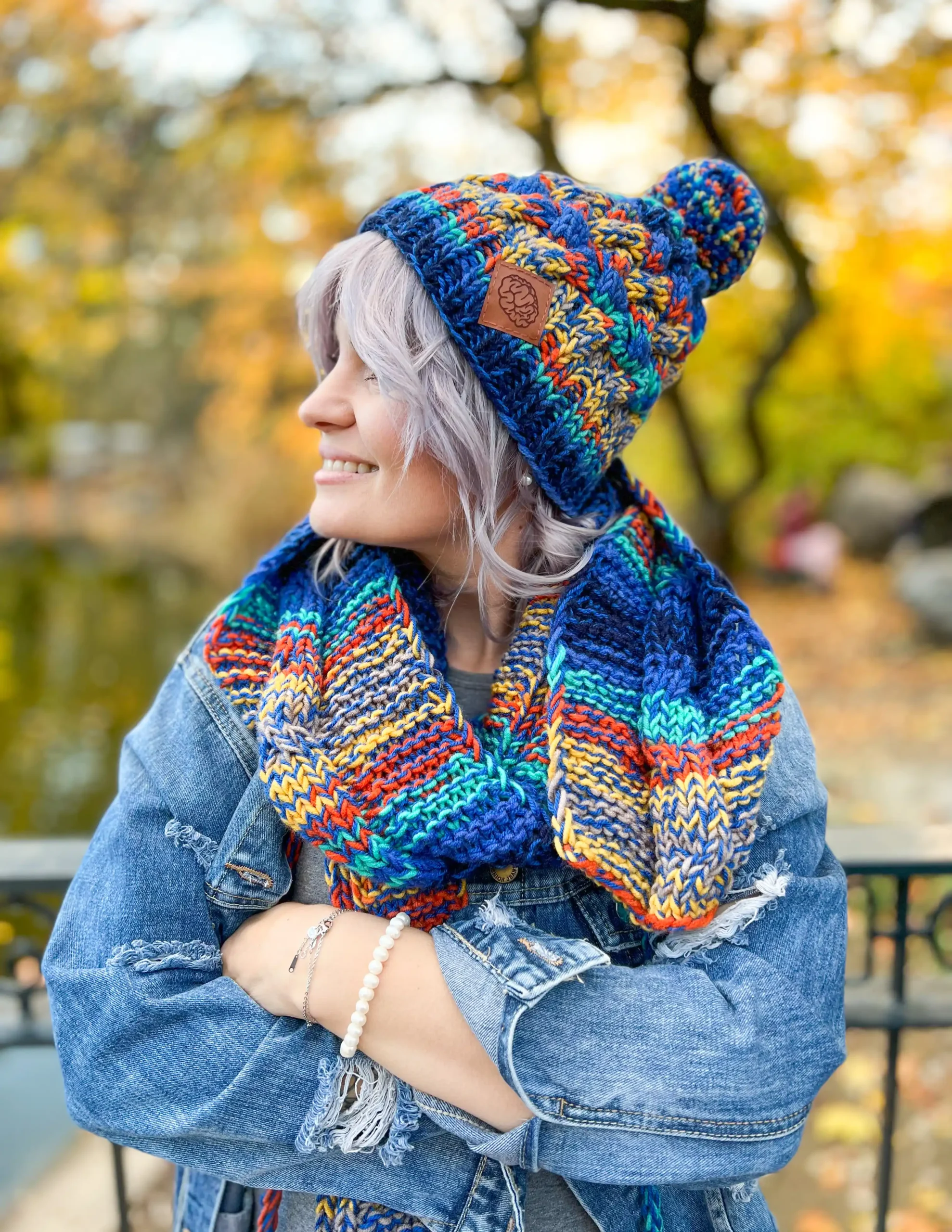 Modna czapka zimowa HAPPY ,,Górski potok" 112 ciepla czapka handmade na deske scaled 1