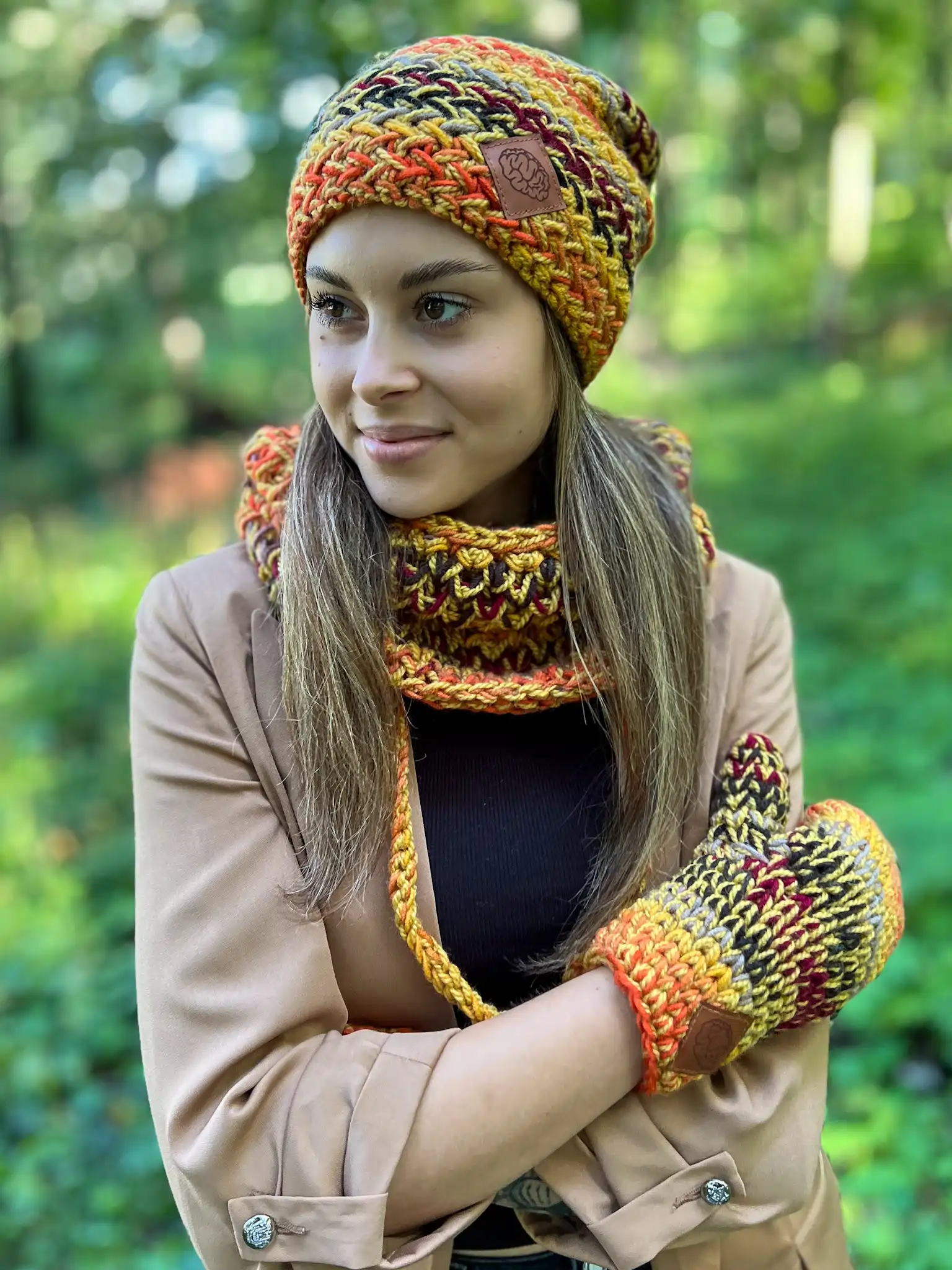 Ciepła czapka zimowa EXPLORER ,,Jasna jesień" 189 ciepla czapka handmade na gorskie wyprawy